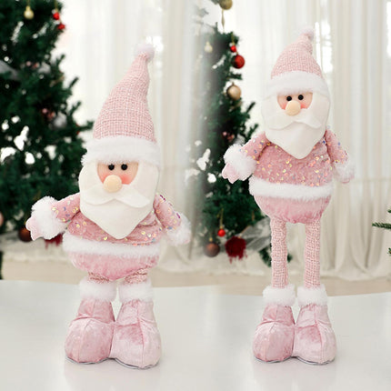 Crofta Xmas Figurine Stuffed Doll Table Ornament Gift Christmas Standing Plush Doll Santa Claus45x12x8cm