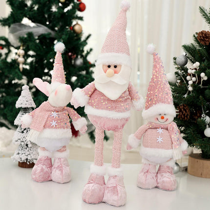 Crofta Xmas Figurine Stuffed Doll Table Ornament Gift Christmas Standing Plush Doll Santa Claus45x12x8cm