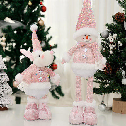 Crofta Xmas Figurine Stuffed Doll Table Ornament Gift Christmas Standing Plush Doll Santa Claus45x12x8cm