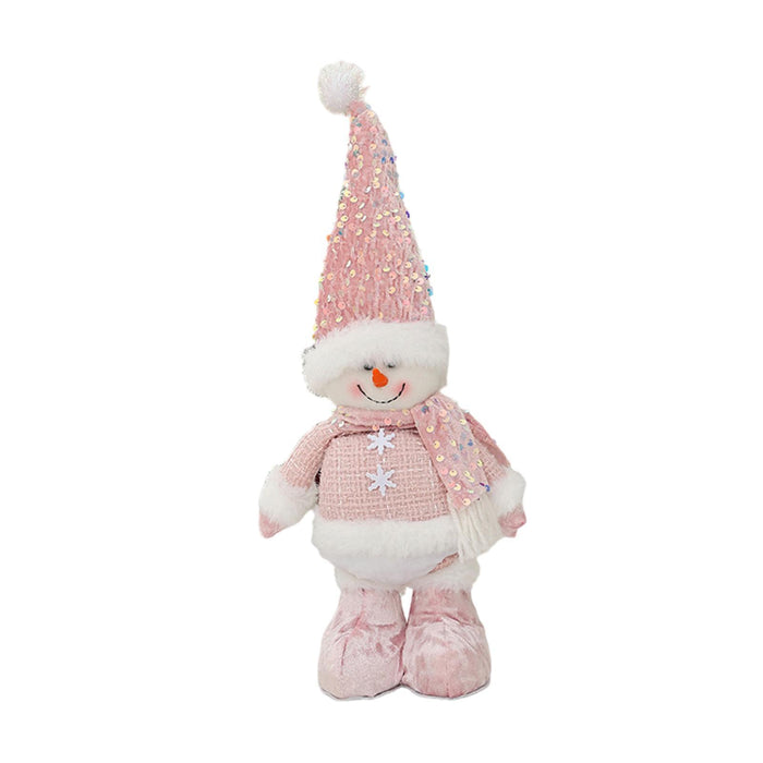 Crofta Xmas Figurine Stuffed Doll Table Ornament Gift Christmas Standing Plush Doll Snowman 47x12x6cm