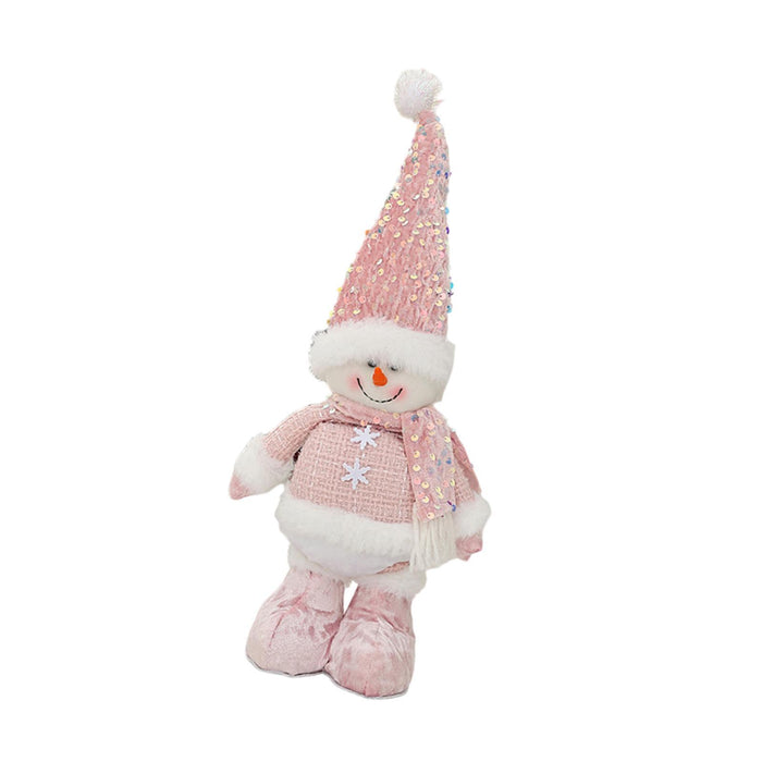 Crofta Xmas Figurine Stuffed Doll Table Ornament Gift Christmas Standing Plush Doll Snowman 47x12x6cm