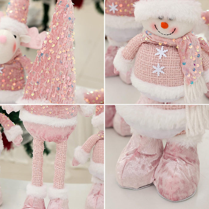 Crofta Xmas Figurine Stuffed Doll Table Ornament Gift Christmas Standing Plush Doll Snowman 47x12x6cm