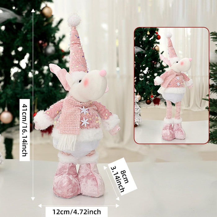 Crofta Xmas Figurine Stuffed Doll Table Ornament Gift Christmas Standing Plush Doll Elk 41x12x8cm