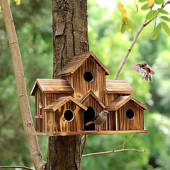 Crofta Hummingbird Nest Hanging Hut Outdoor Resting Place Nesting Wooden Bird House