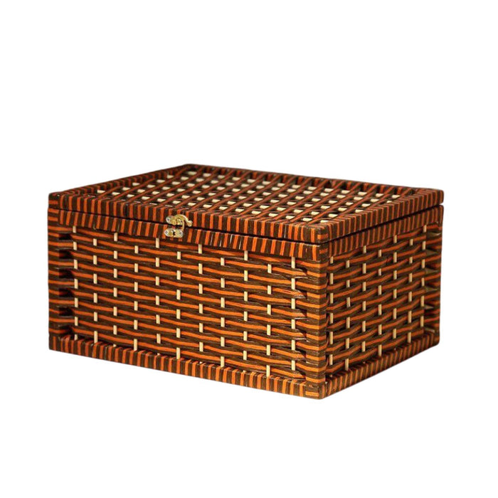 Crofta Storage Basket with Lid with Lock Organizer Case for Bedroom Home Tabletop coffee