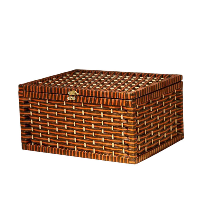 Crofta Storage Basket with Lid with Lock Organizer Case for Bedroom Home Tabletop coffee