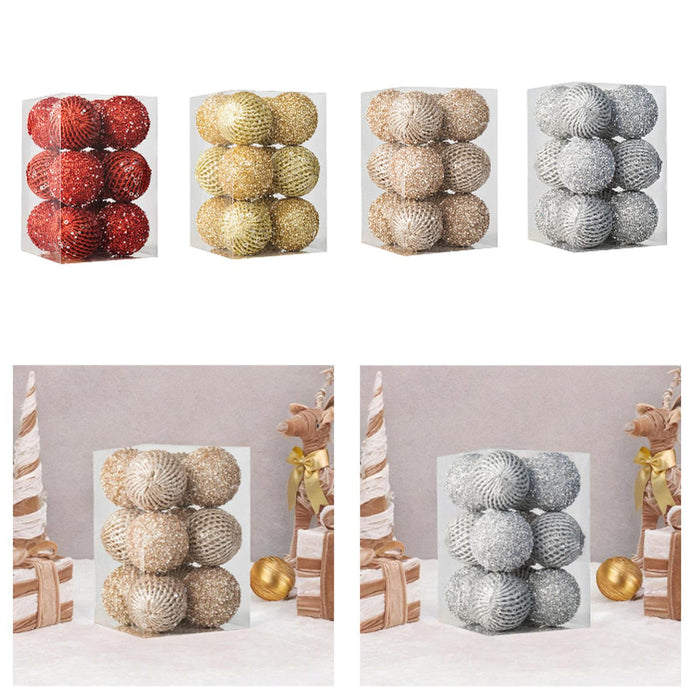 Crofta 12Pcs Christmas Ball Decoration Decorative for Farmhouse Cabinet Living Room Red