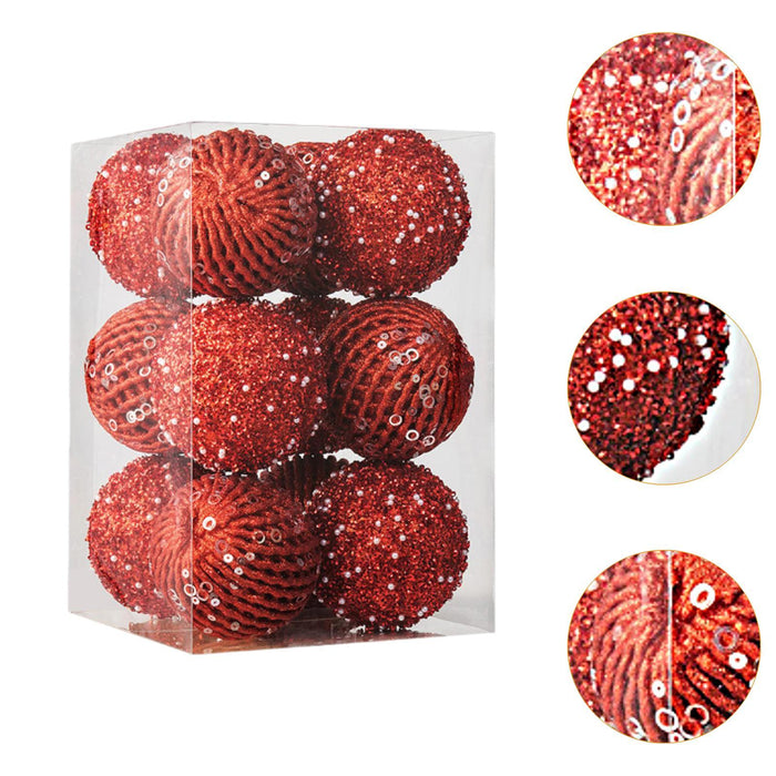 Crofta 12Pcs Christmas Ball Decoration Decorative for Farmhouse Cabinet Living Room Red