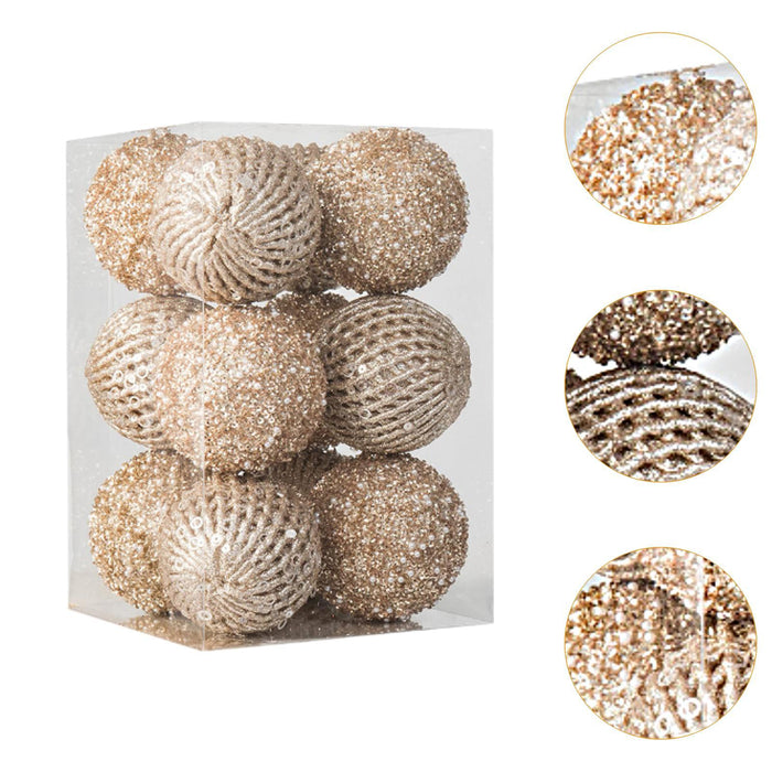 Crofta 12Pcs Christmas Ball Decoration Decorative for Farmhouse Cabinet Living Room Champagne Gold