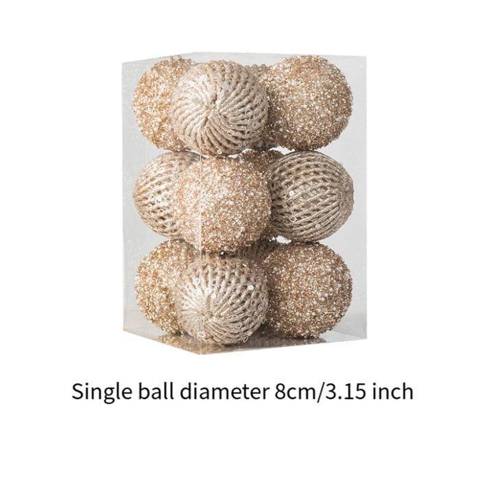 Crofta 12Pcs Christmas Ball Decoration Decorative for Farmhouse Cabinet Living Room Champagne Gold