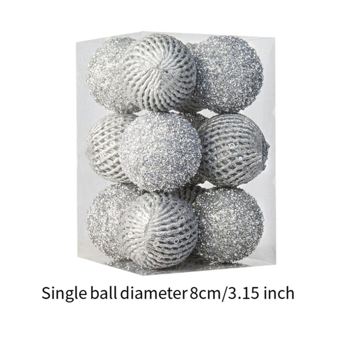 Crofta 12Pcs Christmas Ball Decoration Decorative for Farmhouse Cabinet Living Room Silver