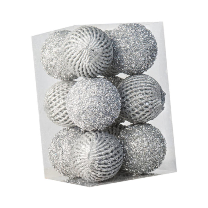 Crofta 12Pcs Christmas Ball Decoration Decorative for Farmhouse Cabinet Living Room Silver