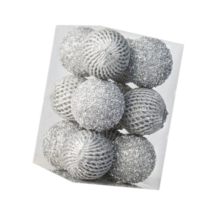 Crofta 12Pcs Christmas Ball Decoration Decorative for Farmhouse Cabinet Living Room Silver