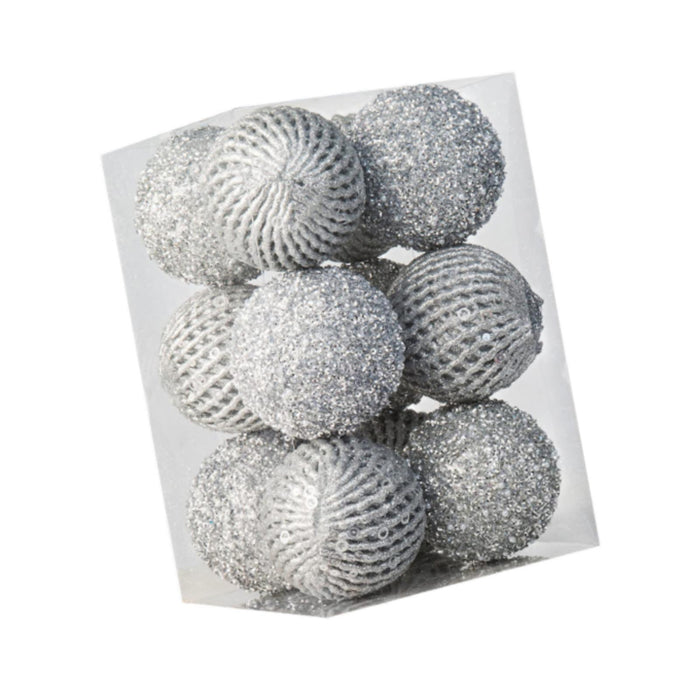 Crofta 12Pcs Christmas Ball Decoration Decorative for Farmhouse Cabinet Living Room Silver