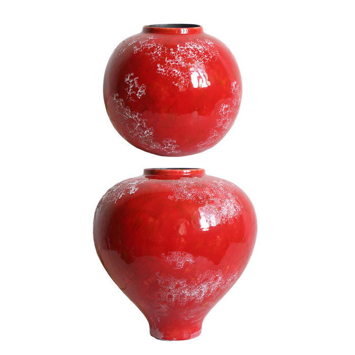 Crofta Red Ceramic Vase Home Decor Flower Vase for Centerpiece Anniversary Entryway Height 24cm