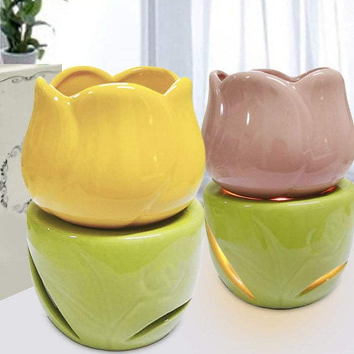 Crofta Essential Oil Burner Practical Candle Tealight Holder for Party Office Decor Yellow