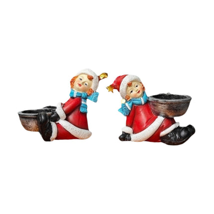 Crofta 2 Pieces Candle Holder Desktop Gifts Decoration Versatile Christmas Figurine