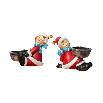 Crofta 2 Pieces Candle Holder Desktop Gifts Decoration Versatile Christmas Figurine