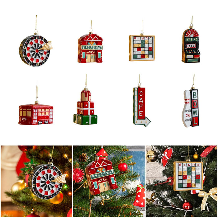 Crofta Xmas Pendant Christmas Ornament Charm Cars Christmas Tree Hanging Decoration Round Disc 10x9cm