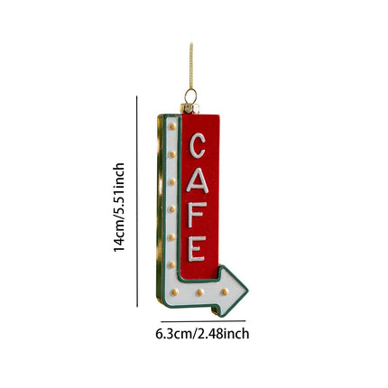 Crofta Xmas Pendant Christmas Ornament Charm Cars Christmas Tree Hanging Decoration Cafe 6.3x14cm