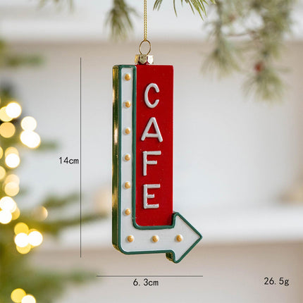 Crofta Xmas Pendant Christmas Ornament Charm Cars Christmas Tree Hanging Decoration Cafe 6.3x14cm