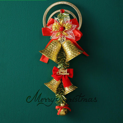 Crofta Xmas Tree Hanging Decoration Pendant Shop Door Knobs Christmas Bell Ornament Gold