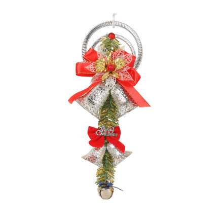 Crofta Xmas Tree Hanging Decoration Pendant Shop Door Knobs Christmas Bell Ornament Silver