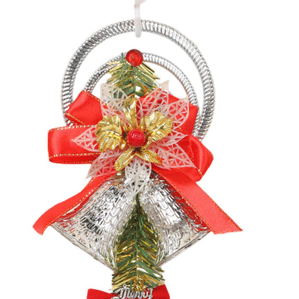 Crofta Xmas Tree Hanging Decoration Pendant Shop Door Knobs Christmas Bell Ornament Silver