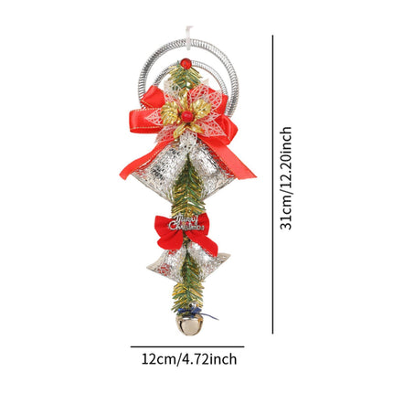 Crofta Xmas Tree Hanging Decoration Pendant Shop Door Knobs Christmas Bell Ornament Silver