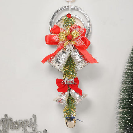 Crofta Xmas Tree Hanging Decoration Pendant Shop Door Knobs Christmas Bell Ornament Silver