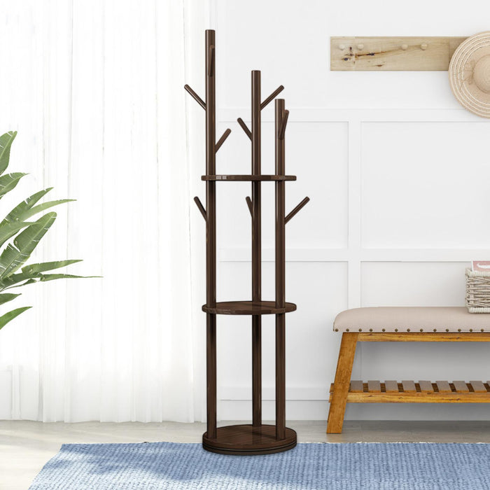 Crofta Wooden Rotary Coat Rack Space Saving Coat Hanger Stand for Home Hallway Hats