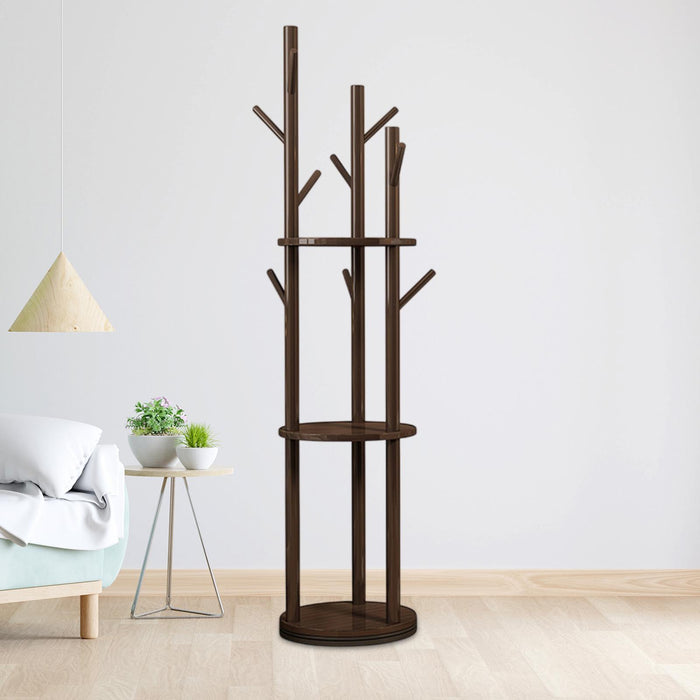 Crofta Wooden Rotary Coat Rack Space Saving Coat Hanger Stand for Home Hallway Hats