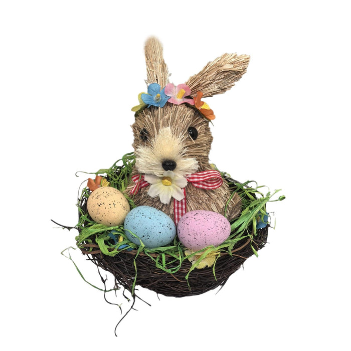 Crofta Woven Easter Rabbit Basket Rabbit Eggs Candy Basket for Outdoor Outside Room