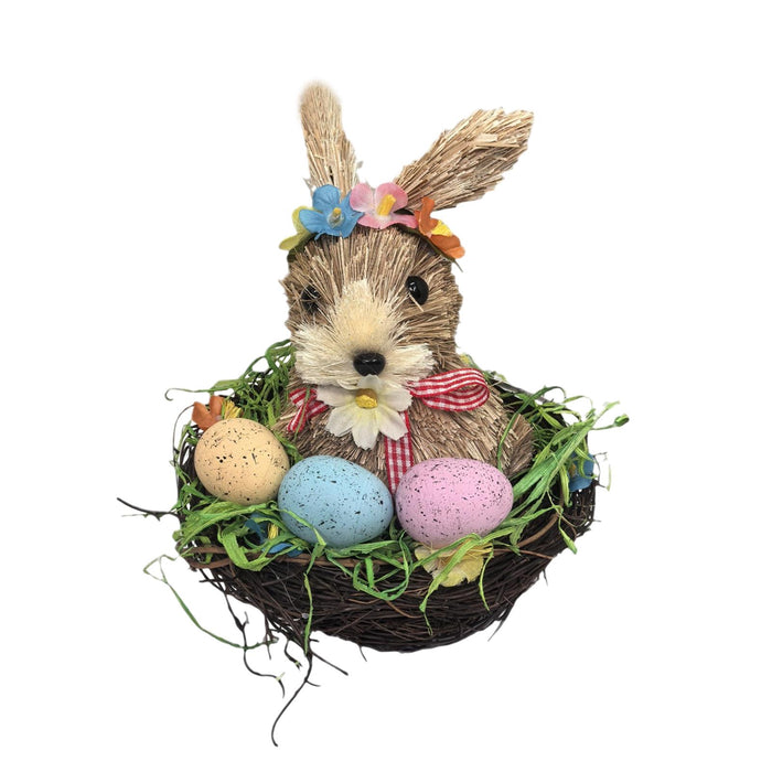 Crofta Woven Easter Rabbit Basket Rabbit Eggs Candy Basket for Outdoor Outside Room