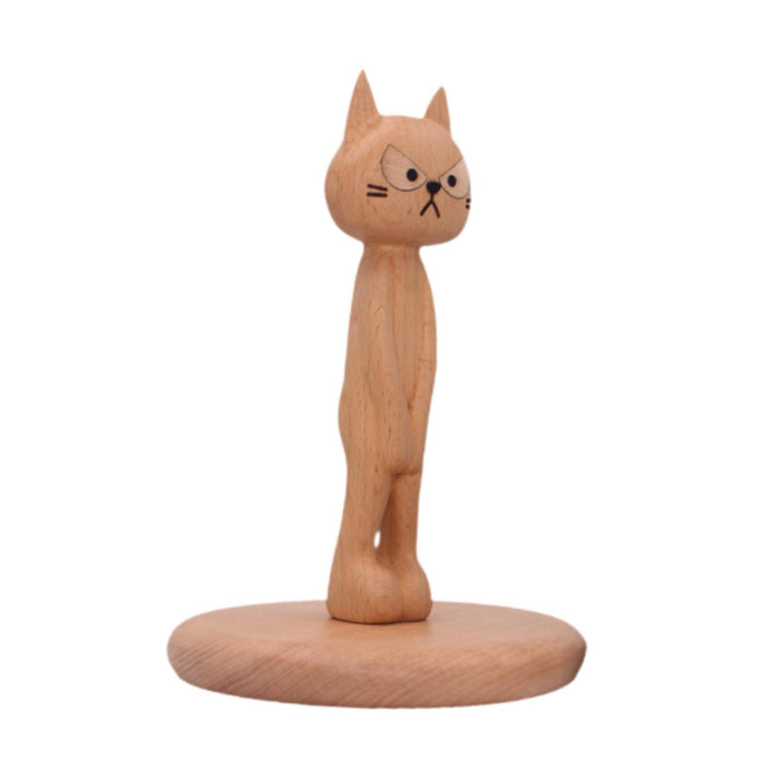 Crofta Wood Paper Towel Holder Cat Shape Rustic for Bathroom Home Kitchen Organizer Light Brown