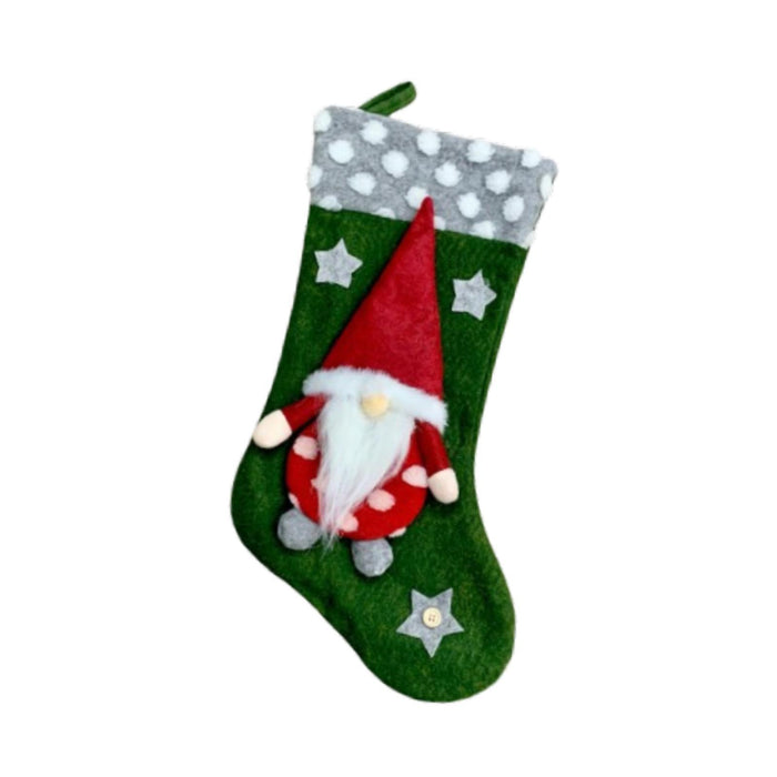 Crofta Xmas Hanging Stocking Decoration Treat Bag Holiday Family Christmas Stocking Green