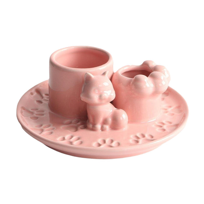 Crofta Incense Holder Decoration Cat Candle Holder for Office Tea Living Room Pink