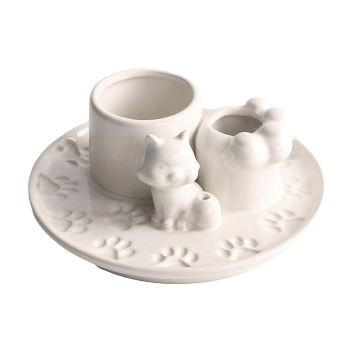 Crofta Incense Holder Decoration Cat Candle Holder for Office Tea Living Room White