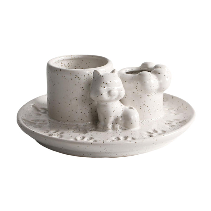 Crofta Incense Holder Decoration Cat Candle Holder for Office Tea Living Room Black Spots