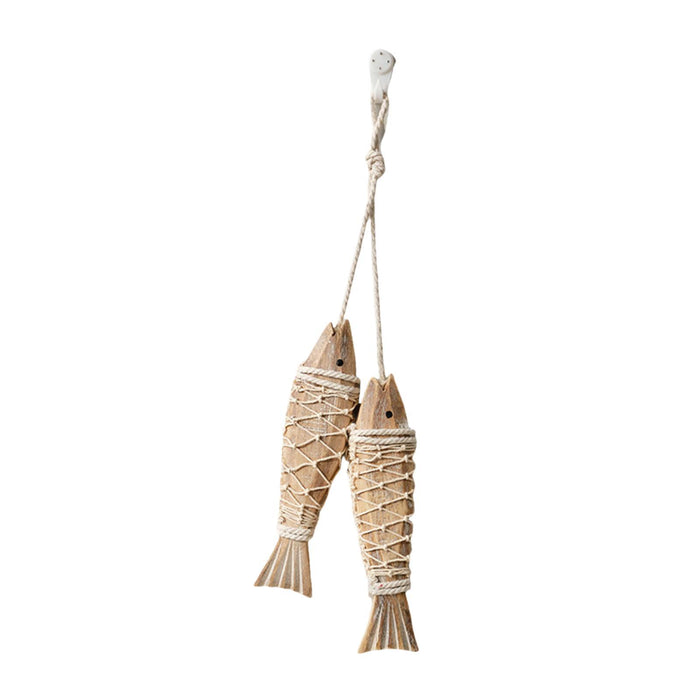 Crofta Wood Fish Hanging Ornament Wall Hanging Decoration for Apartment Brown