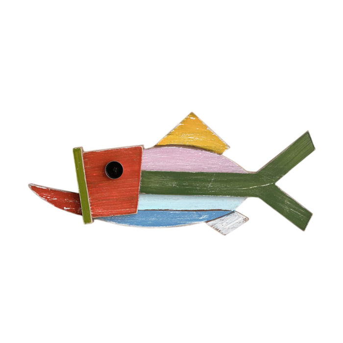 Crofta Wooden Fishing Wall Sculpture Nautical Decoration for Bathroom Garden Office 42.5cmx18.5cm