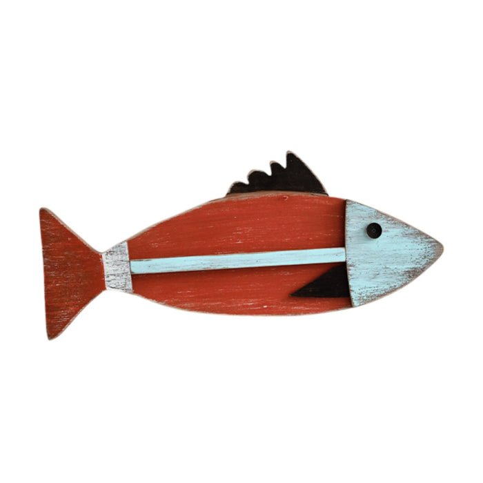 Crofta Wooden Fishing Wall Sculpture Nautical Decoration for Bathroom Garden Office 47.5cmx18.5cm