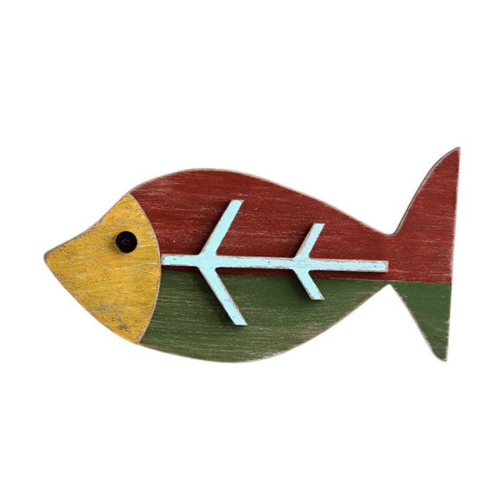 Crofta Wooden Fishing Wall Sculpture Nautical Decoration for Bathroom Garden Office 35cmx18.5cm