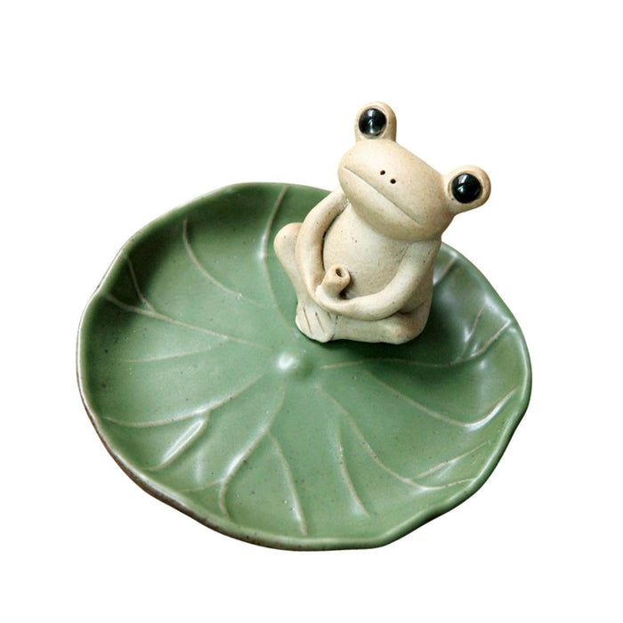 Crofta Frog Incense Burner Cute Home Decoration Ideal Gift Ceramic for Table Office