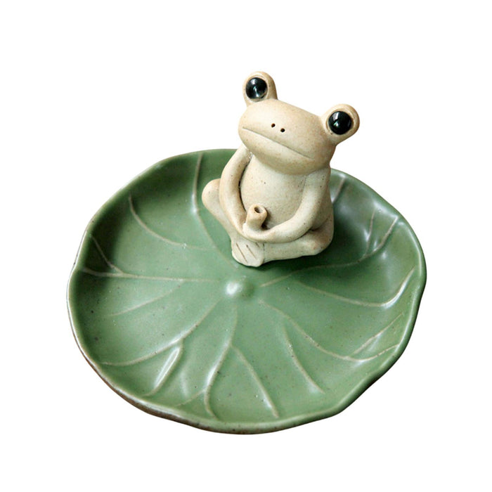 Crofta Frog Incense Burner Cute Home Decoration Ideal Gift Ceramic for Table Office