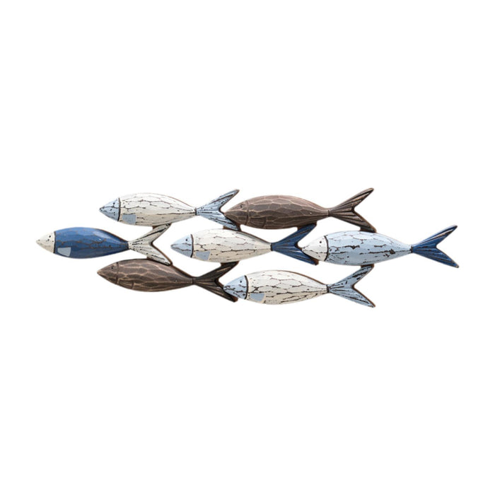 Crofta Wood Fishes Wall Sculpture Nautical Decoration for Farmhouse Boat Lake House