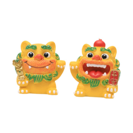 Crofta 2 Pieces Little Lion Fortune Statues Housewarming Gift Cute Decoration Yellow