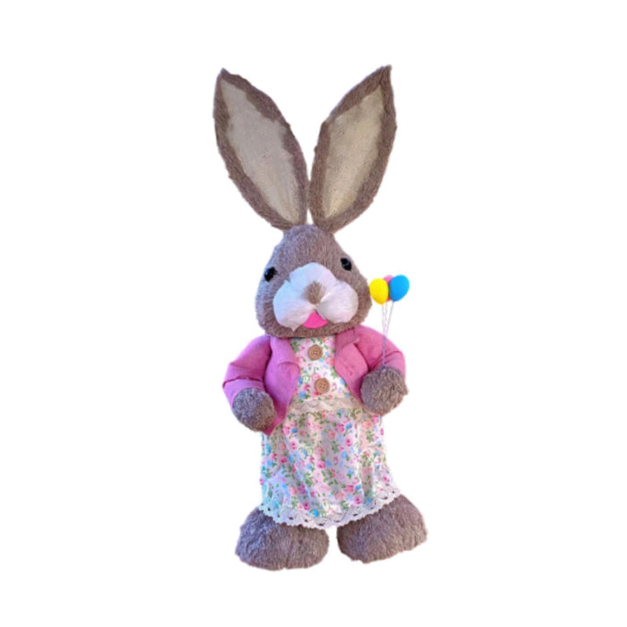 Crofta Woven Rabbit Toy Easter Rabbit Statue Office Photo Prop Straw Bunny Figurine Style B