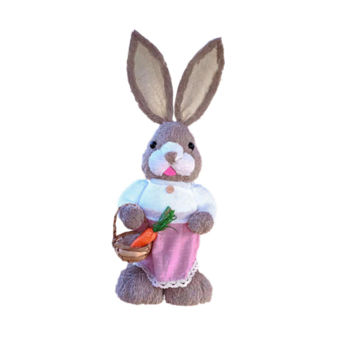 Crofta Woven Rabbit Toy Easter Rabbit Statue Office Photo Prop Straw Bunny Figurine Style D