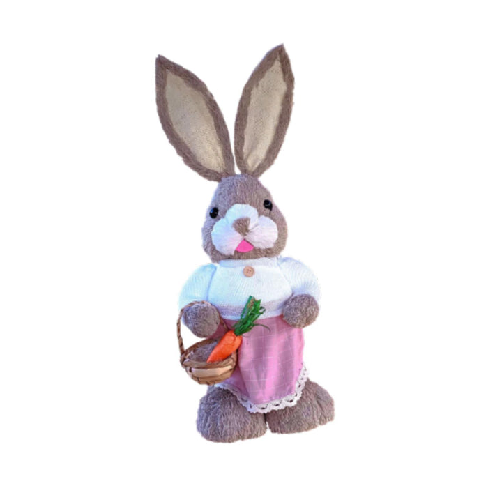 Crofta Woven Rabbit Toy Easter Rabbit Statue Office Photo Prop Straw Bunny Figurine Style D